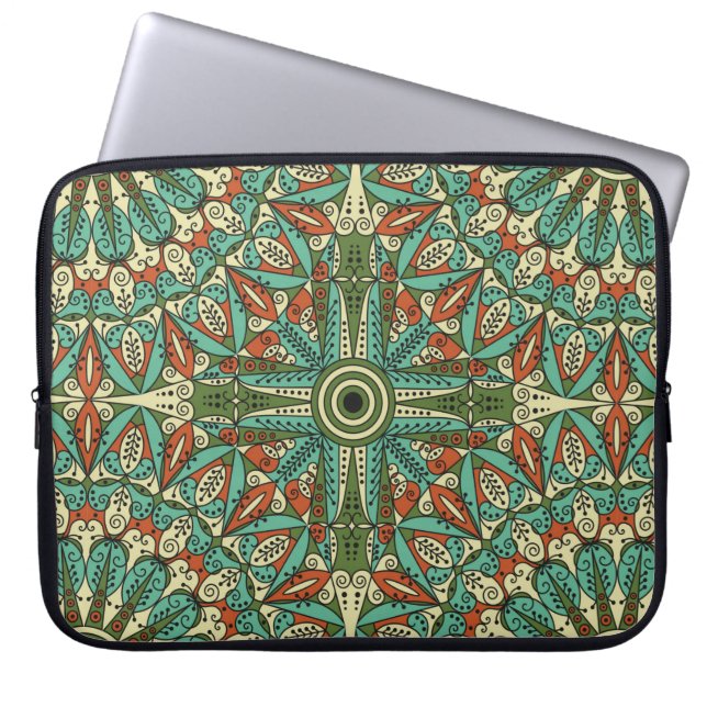 Colourful ethnic patterned background. Arabesque v Laptop Sleeve (Front)
