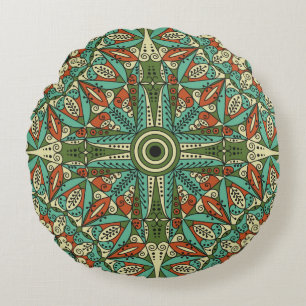 Colourful ethnic patterned background. Arabesque v Round Cushion