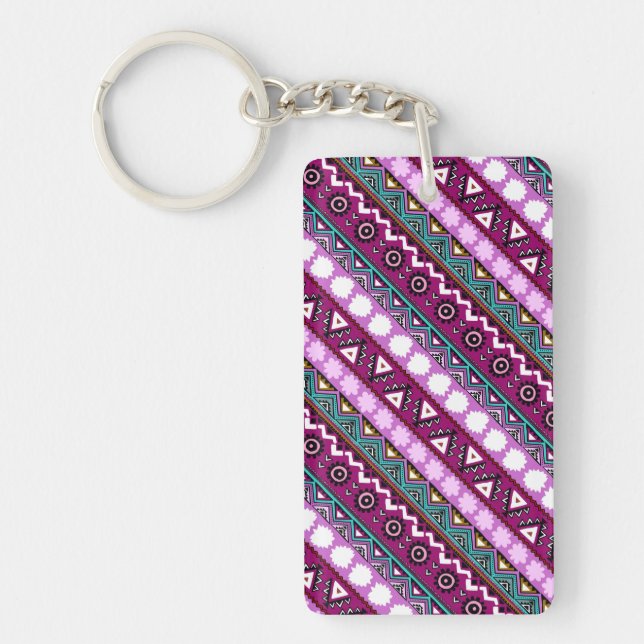Colourful ethnic patterns design mouse pad key ring (Front)