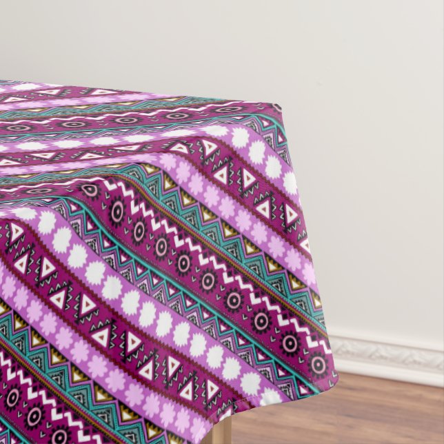 Colourful ethnic patterns design tablecloth (In Situ)