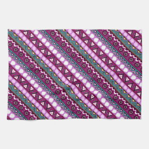 Colourful ethnic patterns design tea towel