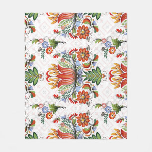 Colourful Ethnic Petrykivka: Ukrainian Flowers. Fleece Blanket