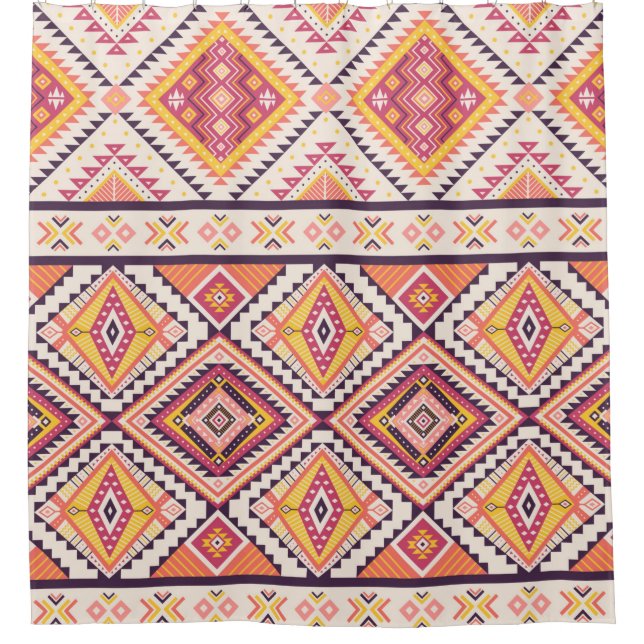 Colourful ethnic seamless pattern shower curtain (Front)