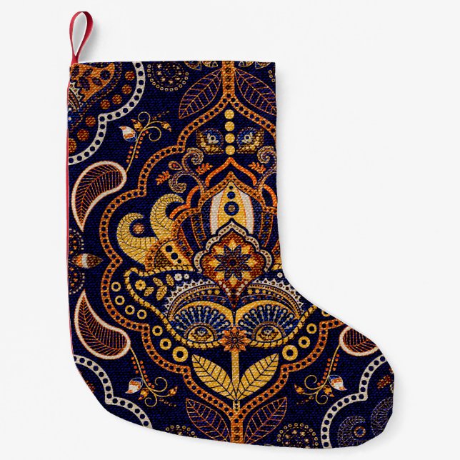 Colourful ethnic tribal seamless pattern small christmas stocking (Front)