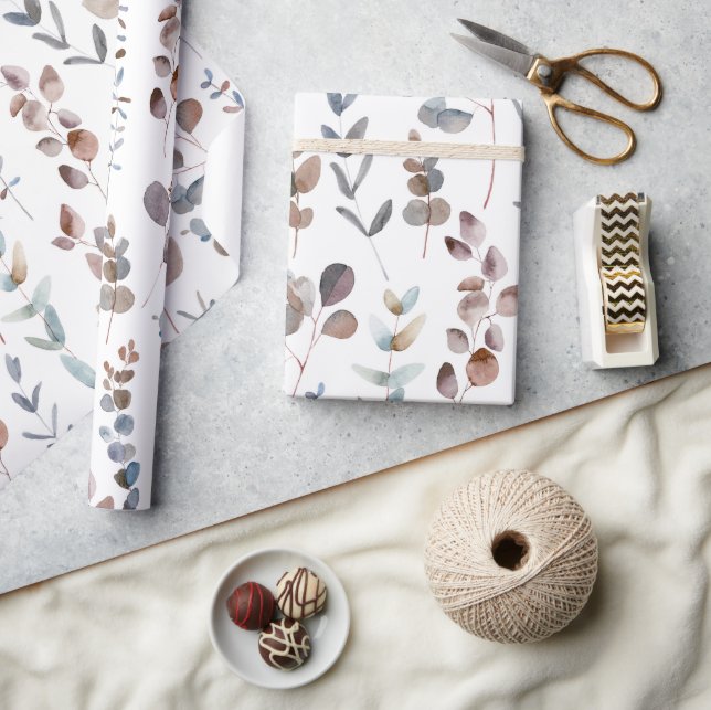Colourful Eucalyptus Watercolor  Wrapping Paper (Crafts)