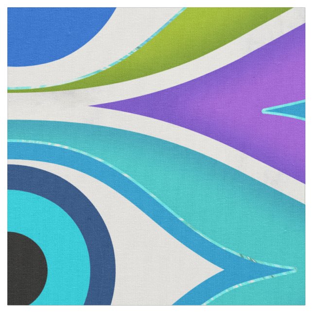 Colourful Evil Eye protection pattern Fabric (Close Up)