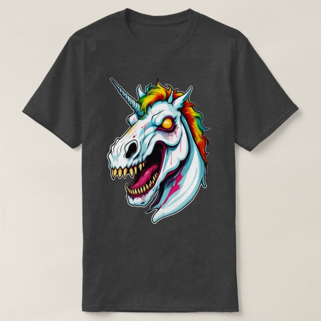 Colourful evil zombie unicorn T-Shirt (Design Front)