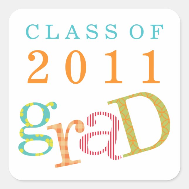 Colourful excitement class of graduation gift tag (Front)