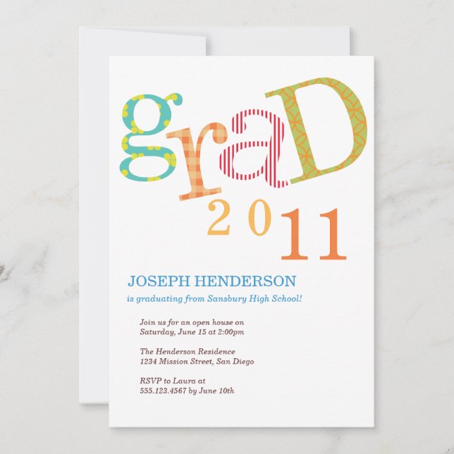 Colourful excitement graduation class announcement (Front)