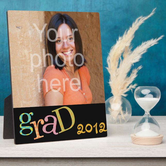 Colourful excitement graduation class year photo plaque (Side)