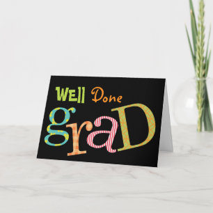 Colourful excitement well done grad congratulation card