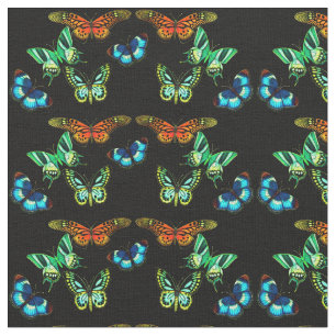 Colourful Exotic Butterflies Cotton Fabric