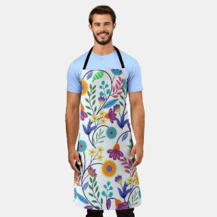 Colourful Exotic Floral Background Pattern-23145 Apron