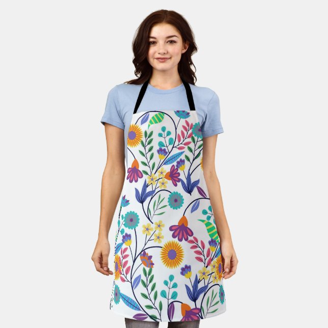 Colourful Exotic Floral Background Pattern-23145 Apron (Worn)