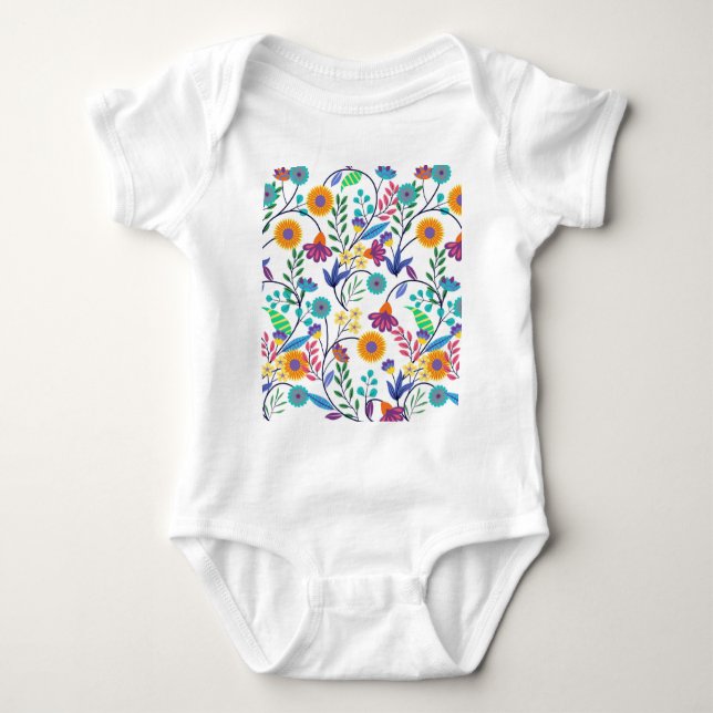 Colourful Exotic Floral Background Pattern-23145 Baby Bodysuit (Front)