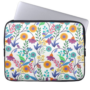 Colourful Exotic Floral Background Pattern-23145 Laptop Sleeve