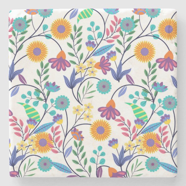 Colourful Exotic Floral Background Pattern-23145 Stone Coaster (Front)