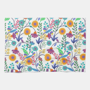 Colourful Exotic Floral Background Pattern-23145 Tea Towel