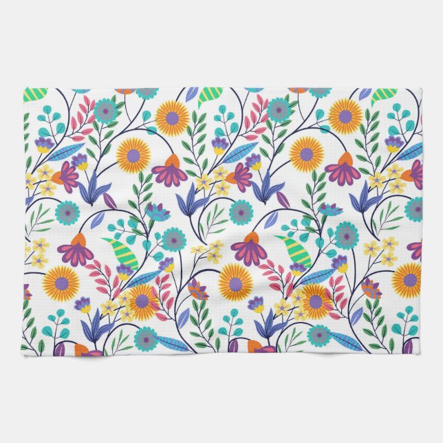 Colourful Exotic Floral Background Pattern-23145 Tea Towel (Horizontal)