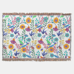 Colourful Exotic Floral Background Pattern-23145 Throw Blanket