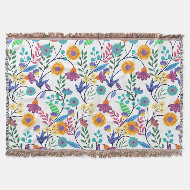 Colourful Exotic Floral Background Pattern-23145 Throw Blanket (Front)