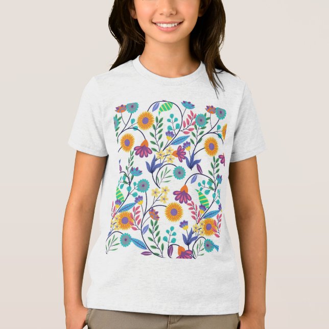 Colourful Exotic Floral Background Pattern-23145 Tri-Blend Shirt (Front)