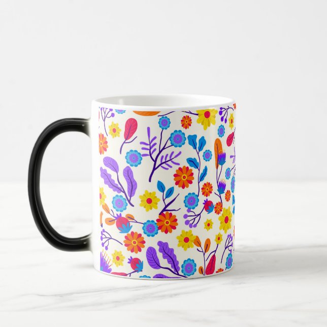 Colourful Exotic Floral Pattern-23146 Magic Mug (Left)