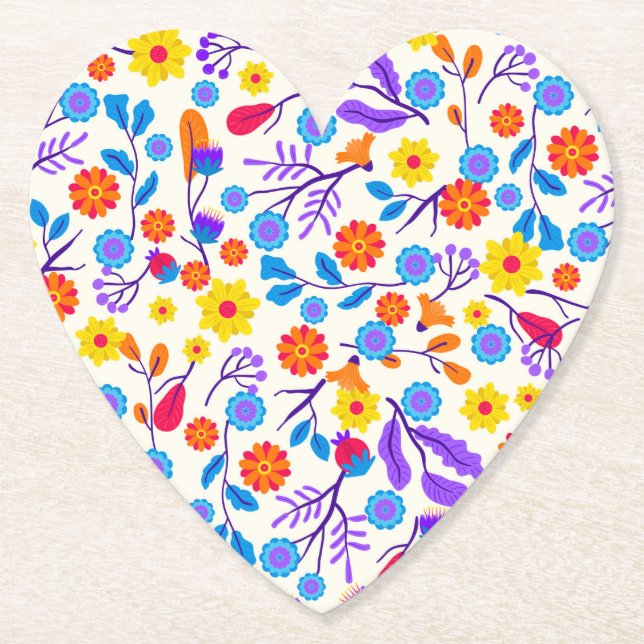 Colourful Exotic Floral Pattern-23146 Paper Coaster (Front)