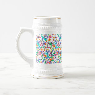 Colourful Exotic Floral Pattern-23147 Beer Stein