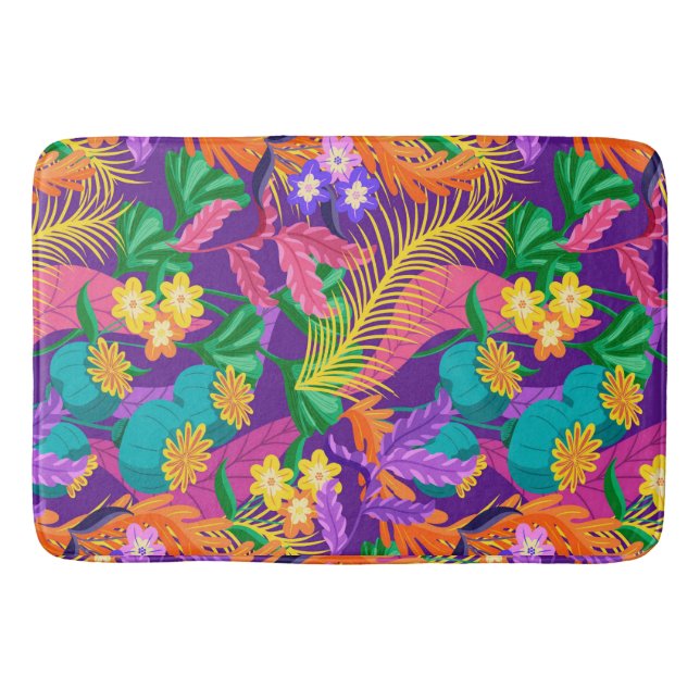 Colourful Exotic Floral Pattern-23148 Bath Mat (Front)
