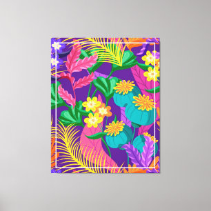 Colourful Exotic Floral Pattern-23148 Canvas Print
