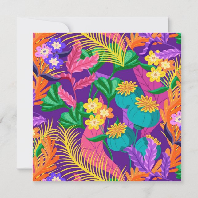Colourful Exotic Floral Pattern-23148 Invitation (Front)