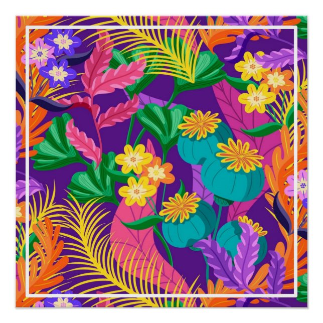 Colourful Exotic Floral Pattern-23148 Poster (Front)