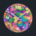 Colourful Exotic Floral Pattern-23148 Round Clock<br><div class="desc">Colourful Exotic Floral Pattern-23148</div>