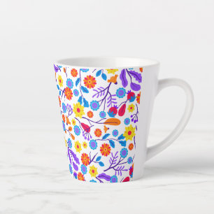Colourful Exotic Floral Pattern-23165 Latte Mug