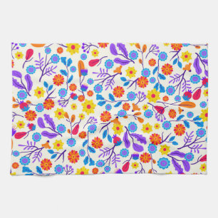 Colourful Exotic Floral Pattern-23165 Tea Towel