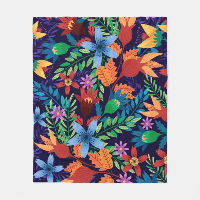 Colourful Exotic Floral Pattern-32436 Fleece Blanket (Front)