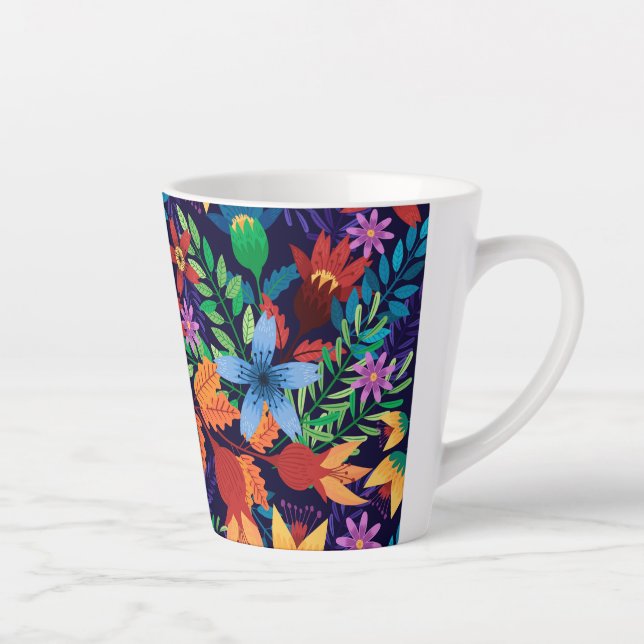 Colourful Exotic Floral Pattern-32436 Latte Mug (Right)