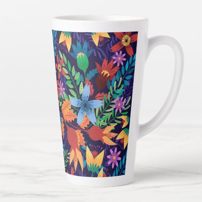 Colourful Exotic Floral Pattern-32436 Latte Mug (Right)