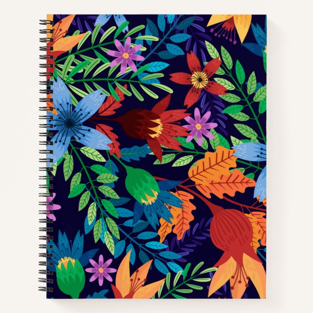 Colourful Exotic Floral Pattern-32436 Notebook (Front)
