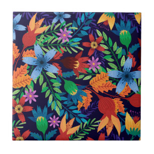 Colourful Exotic Floral Pattern-32436 Tile