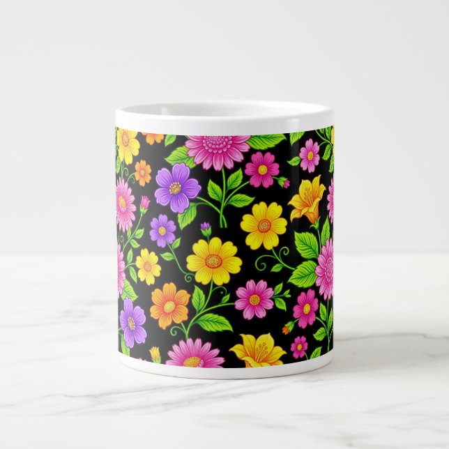 Colourful Exotic Floral Pattern-35681 Large Coffee Mug (Front)