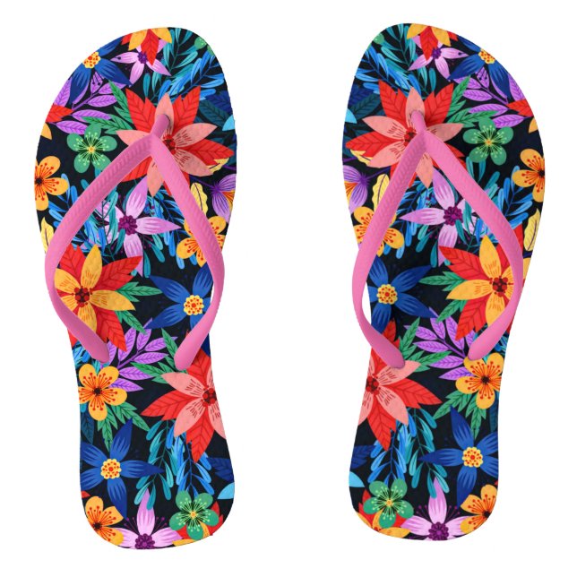 Colourful Exotic Floral Pattern-68578 Jandals (Footbed)