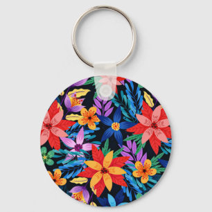 Colourful Exotic Floral Pattern-68578 Key Ring