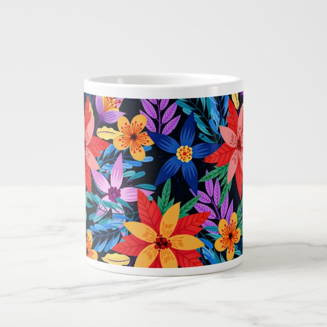 Colourful Exotic Floral Pattern-68578 Large Coffee Mug (Front)