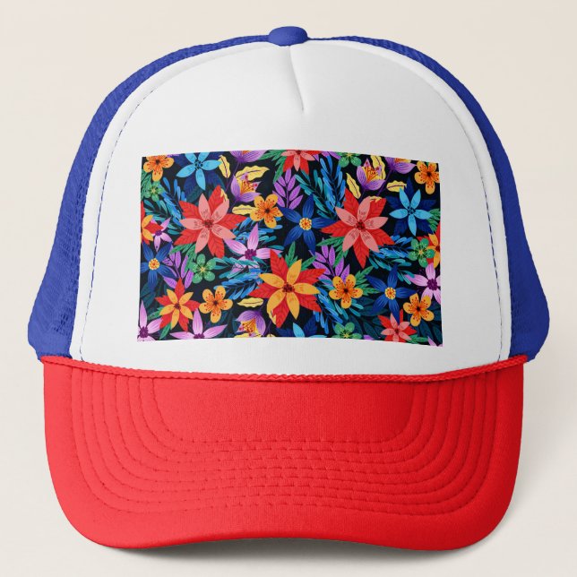 Colourful Exotic Floral Pattern-68578 Trucker Hat (Front)