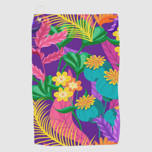 Colourful Exotic Floral Pattern Design Golf Towel