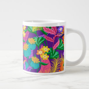 Colourful Exotic Floral Pattern Design Large Coffee Mug