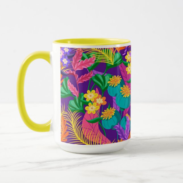 Colourful Exotic Floral Pattern Design  Mug (Left)