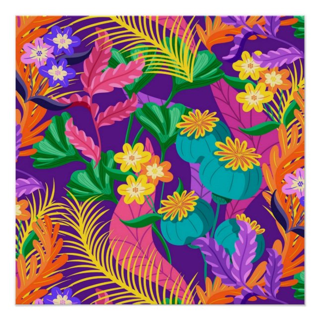 Colourful Exotic Floral Pattern Design  Poster (Front)